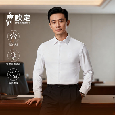 欧定加绒保暖男士衬衫高级商务