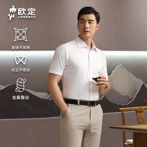 欧定翻领高端商务定制抗皱衬衫男