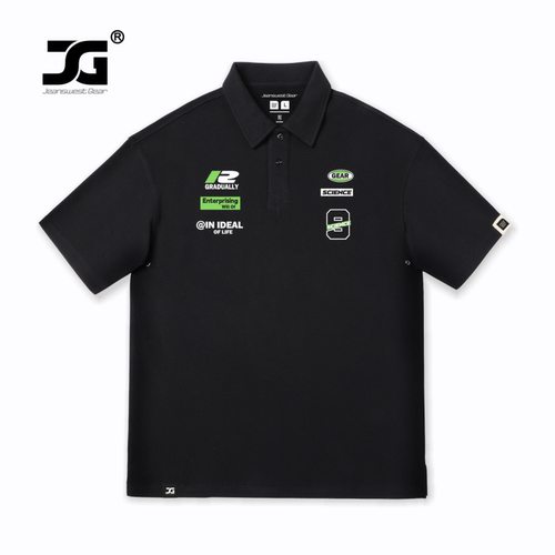 赛车服字母胸章落肩翻领polo衫