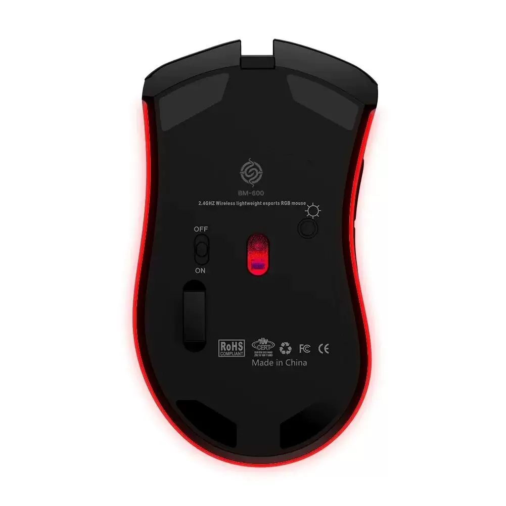 BM600 Rechargeable Gaming Mouse USB 2.4G Wireless RGB Light