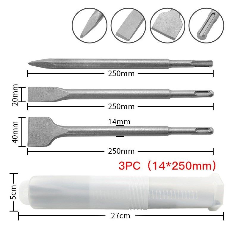 Electric Hammer Chisel Round Shank Pointed Flat Groove Gouge