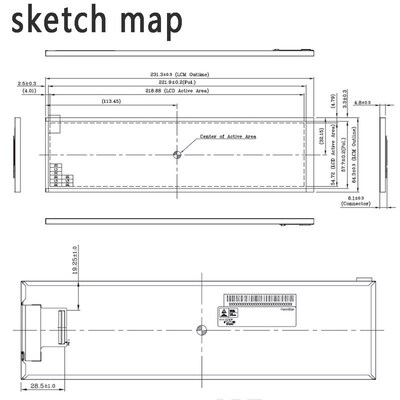 8.8 inch 1920x480 Stretched Bar Display IPS LCD Screen 60hz