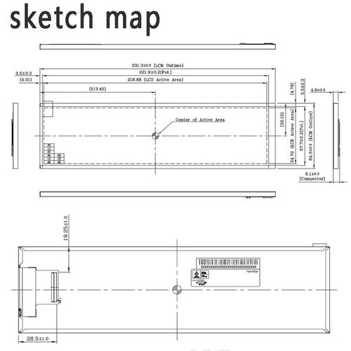 8.8 inch 1920x480 Stretched Bar Display IPS LCD Screen 60hz