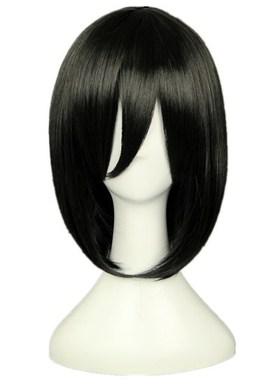 Attack on Titan Mikasa Ackerman Short Bob Black Heat Resista