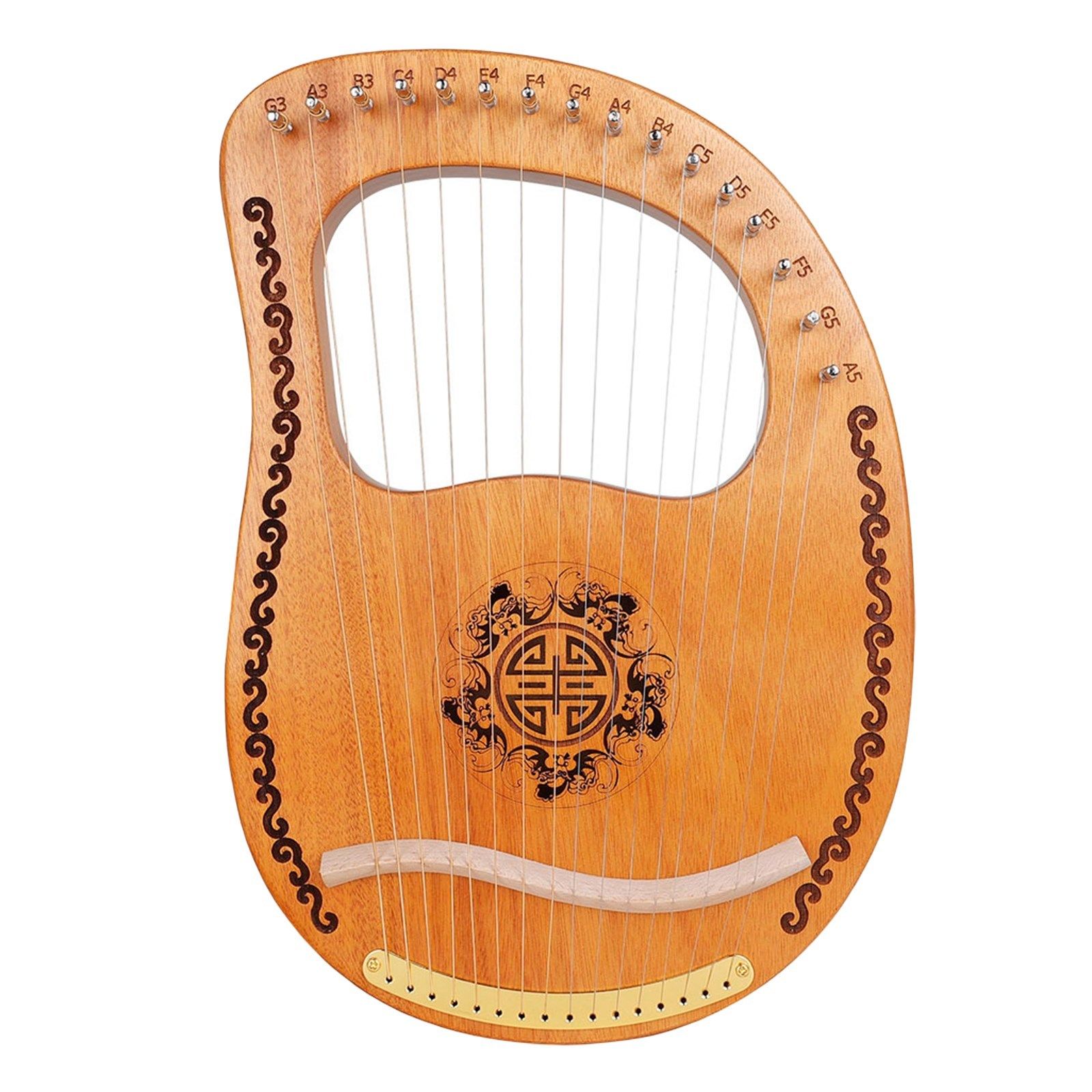 16-string wooden lyre harp mahogany wood string instrument