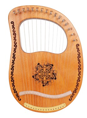 16-String Wooden Lyre Harp Mahogany Wood String Instrument