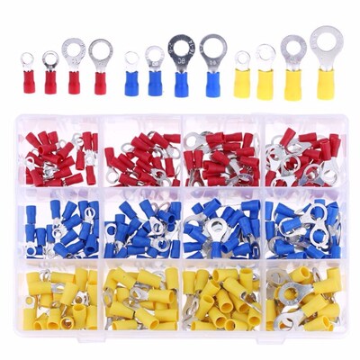 240 Pcs Insulated Terminal Ring Electrical Wire Crimp Connec