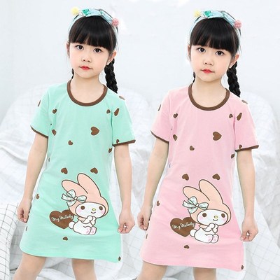 2021 Children Pajamas Summer Dresses Girls Baby Nightdress C