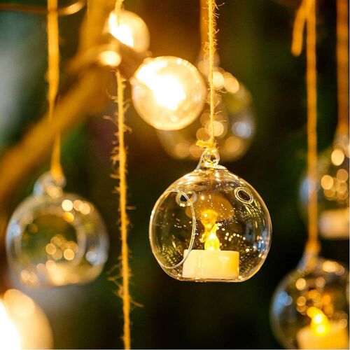 12Pcs Candle HoldersHanging Glass Globe Plant Terrariums Pla