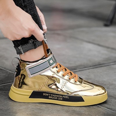 Golden Giltter High top Casual Shoes Men Fashion Footwear A