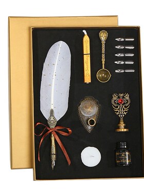 Retro Feather Pen Set Dip Sprinkled Calligraphy Antique Writ