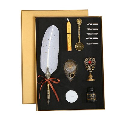 Retro Feather Pen Set Dip Sprinkled Calligraphy Antique Writ