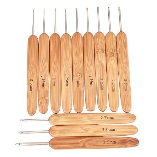 12pcs/set Crochet Hooks Knitting Needles Wooden Handle DIY C