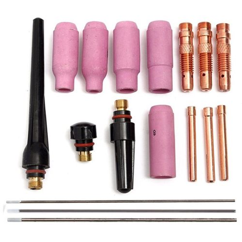 17Pcs Welders Welding Torch Tig Cup Collet Body Nozzle Kit T