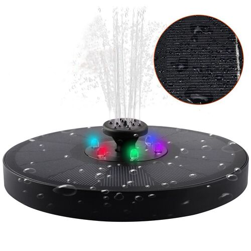 Solar Water Fountain Pump 16CM LED Lights Colorful Garden Wa