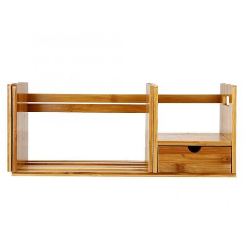 Bamboo Adjustable Wooden Bookshelf Book Storage Organizer wi