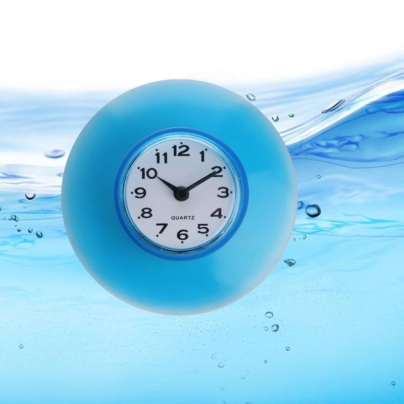 Silicone Bathroom Kitchen Shower Suction Wall Clock Water-Re