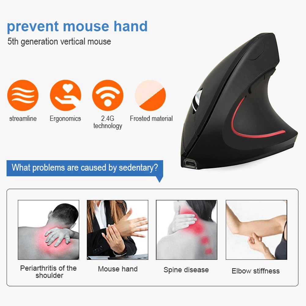 2.4GHz Wireless 3 Gears 1600 DPI  Adjustable Mouse Ergonomic