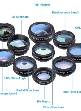 APEXEL 10 in 1 Mobile Phone Lens Kit Fisheye Wide Angle Tele