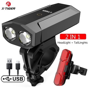 X-TIGER Bicycle Light Rainproof  Bike Flashlight USB Recharg