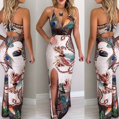Hirigin Boho Floral Women Dress Sexy Ladies Sleeveless Bodyc