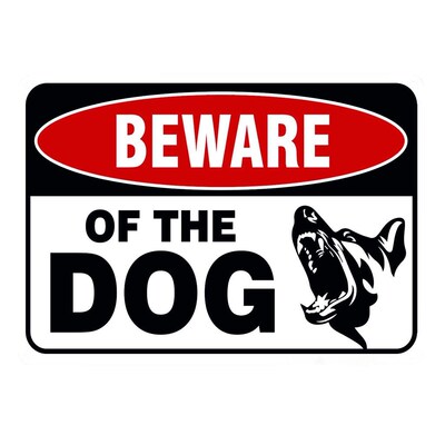 Metal Sign Fence Hanging Borad Beware Of The Dog Logo Iron S