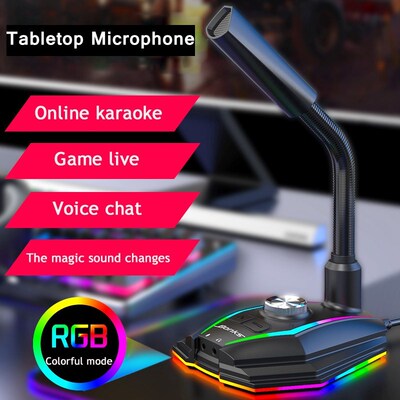Tabletop Gooseneck USB Microphone Gaming with RBG Light Voi
