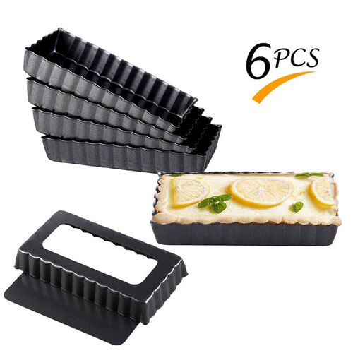 6 pcs/set Non-Stick Pie Pizza Pan Molds Cake Square Mould