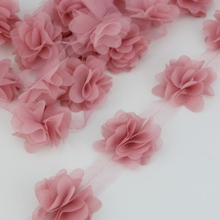 (60 pieces/lot) pink petal Chiffon lace fabric Webbing Decor