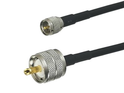 RG58 UHF PL259 Male Plug to Mini UHF Male Plug Connector RF