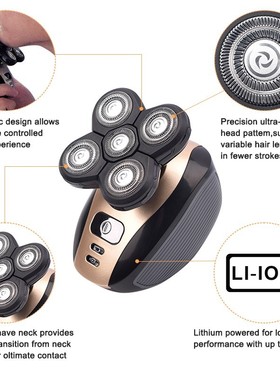 5 In 1 4D 's Rechargeable Bald Head Electric Shaver 5 Floati
