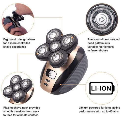 5 In 1 4D 's Rechargeable Bald Head Electric Shaver 5 Floati