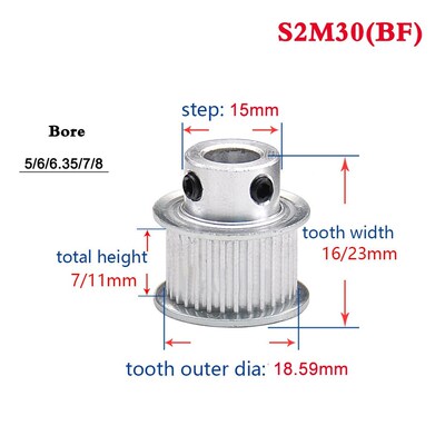 1Pcs S2M 30 Tooth-36 Tooth Synchronous Wheel Convex Timing B