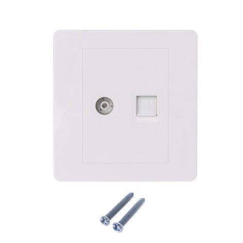 RJ45 Network Adapter+TV Antenna Coaxial Wall Mount Output Fa
