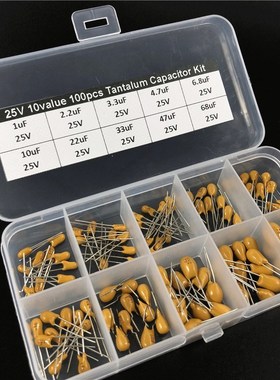 10values 100pcs 25V 1uF 2.2uF 3.3uF 4.7uF 6.8uF 10uF 22uF 33