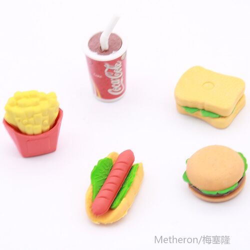 Wholesale! Cute Kawaii Cake Hamburger Food Drink Coke Eraser