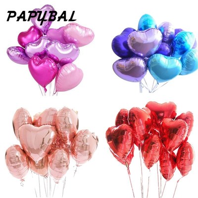 10pcs 18inch Romantic Heart Pearl Pink Foil Balloons Helium