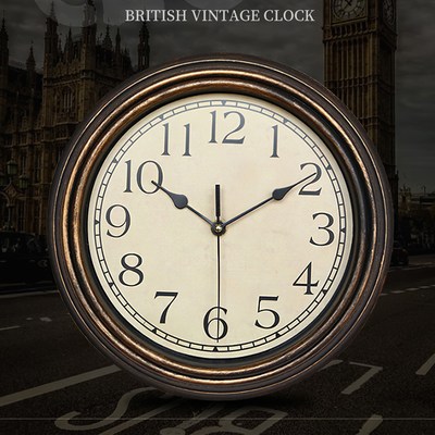 Nordic Retro Wall Clock Vintage 12 Inch Round Antique Style