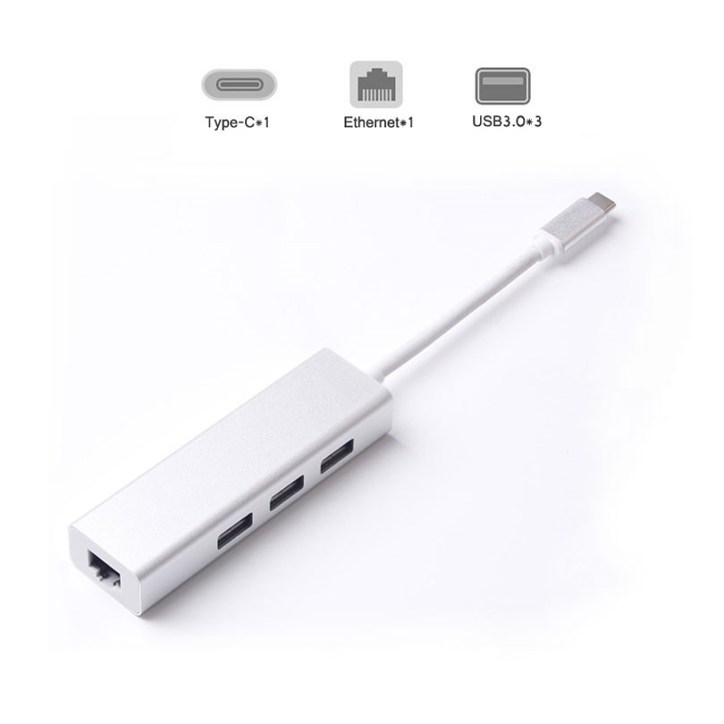 USB C to Ethernet Adapter Type C USB 3.0 HUB 3 Ports 100/100