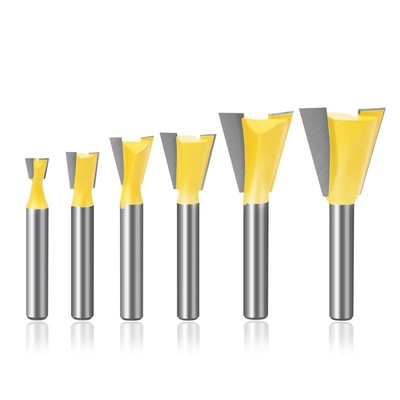 6Pcs 6mm Shank Dovetail Joint Router Bits Set 14 Degree Wood