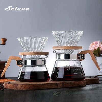 V60 Pour Over Glass Range Coffee Server 360/600/800ml Hand