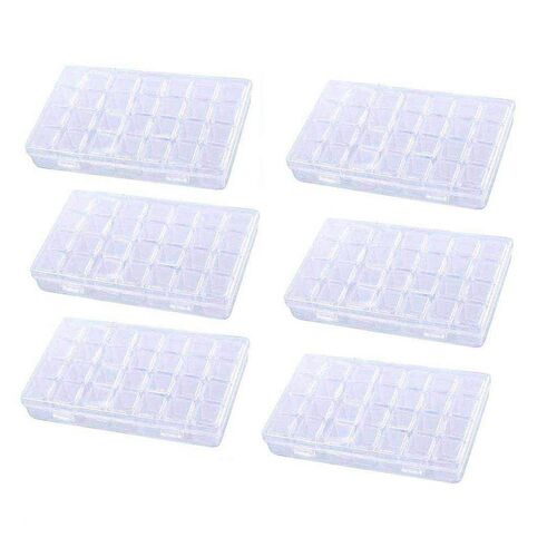 6 Pack 28 Grids Diamond Painting Boxes Organizer Plastic 5D