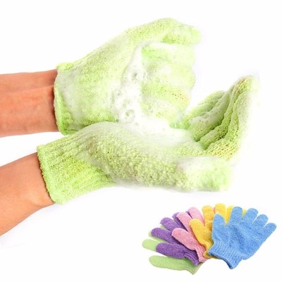 2/5pcPeeling Exfoliating Gloves Shower Body Brush Fingers B