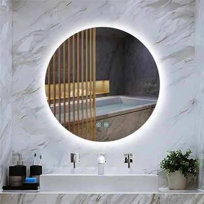Round LED Vanity Bathroom Mirror with Touch Switch, Wall Mou