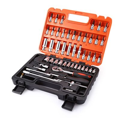53pcs Auto Car Repair Tool Box Set Ratchet Wrench Sleeve Joi