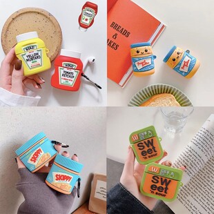 For AirPod 1/2/pro Case 3D Tomato Ketchup Cartoon Soft Sili