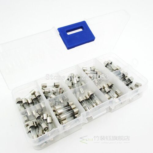 100PCS/LOT 10Kinds 5x20mm  Glass Fuses Kit In Box 0.2A 0