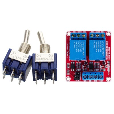 2 Pcs Blue Mini DPDT ON/ON Toggle Switchs 6 Terminals  1 Pc