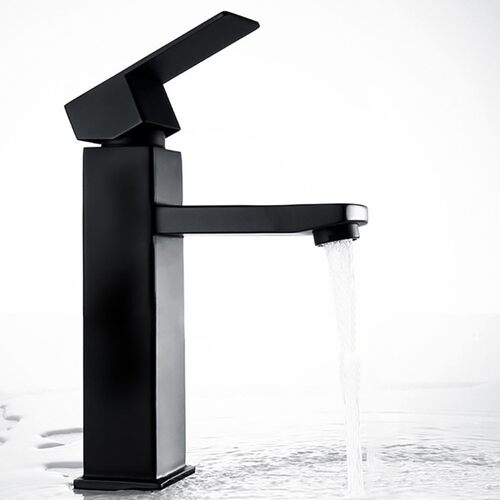 Black Square Bathroom Sink Faucet Single Handle Basin Faucet