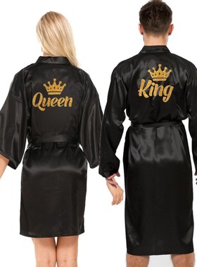 new queen king robe men satin robe couple getting married ki